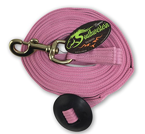 Lunge Line for Horses Cotton Horse Lunge Line with Bolt Snap & Rubber Stop (Pink / 24')