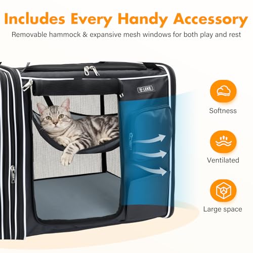 Extra Large Cat Carrier Soft Sided (Foldable Black)
