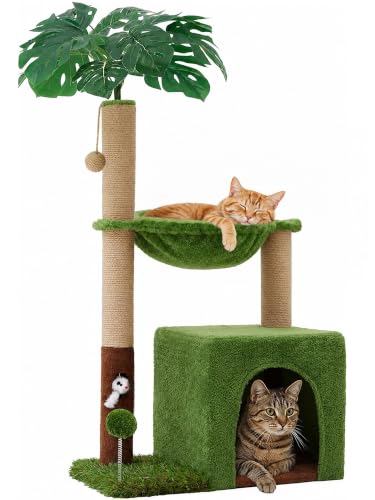 38'' Cat Tree Tower with Scratching Posts Cat Condo Green (Brown / 38‘’)