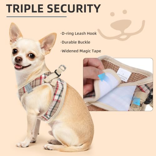 Dog Harness Collar and Leash Set No Pull for Small Medium Sized (Khaki / XL (CHEST 20"-22"))