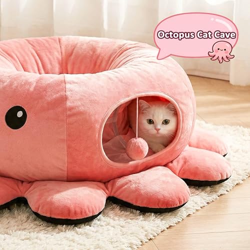 Cat Tunnel Bed with 20 Cat Toys (Pink / Large)