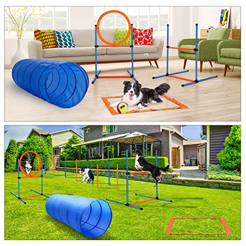 Dog Agility Training Equipment (5 PCS SET with Tunnel)