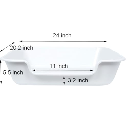 Extra Large Low Entry ABS Cat Litter Box (Large (Pack of 2) / White)