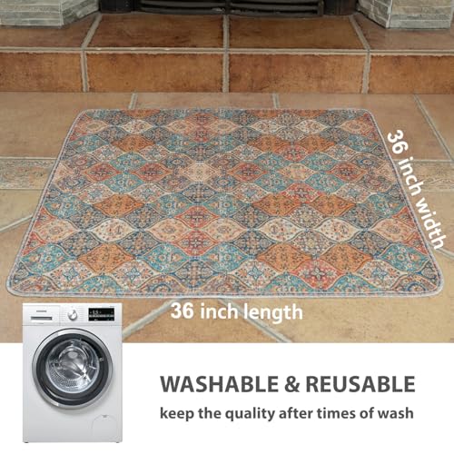Reusable Potty Pads for Dogs for Crates and Floors. Washable Pee Pads for Dogs (36x36 Inch (Pack of 2) / Cream/Multi)