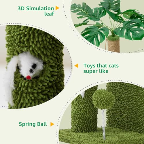 38'' Cat Tree Tower with Scratching Posts Cat Condo Tree Green (Green / 38‘’)