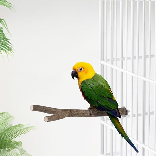 Natural Wooden Perches for Bird Cages (Natural Bark / 2 Pack)