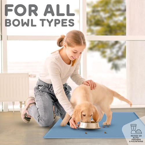 Dog Food Mat 24x15 Raised Edges Dogs Mat for Food and Water Prevent Spill (24"L x 15"W / Maya)