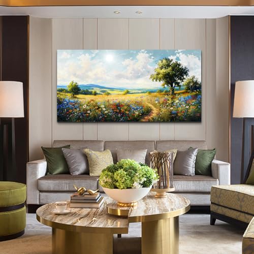 Nature Field Scenery Abstract Painting Large Wall Art For Living Room Bedroom Wall Decor Pictures Artworks Modern Wall Decorations For Office Canvas Prints Home Art Decor 24"X 48" (48"L x 24"W / Field Scenery Wall Painting)
