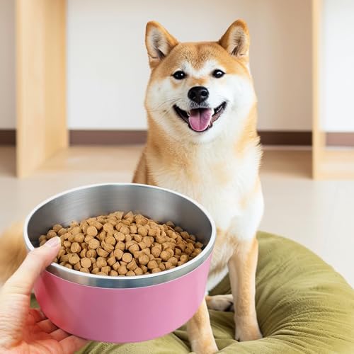 Stainless Steel Dog Bowls (Large / pink)