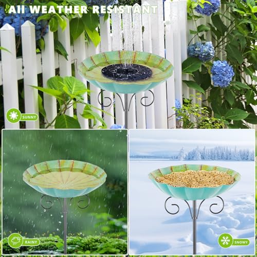Metal Bird Baths for Outdoors (Yellow Green)