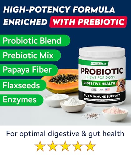 Dog Probiotics Chews for Gut Support & Digestive Health with Enzymes (Probiotic Chews / 180Ct (Chicken))