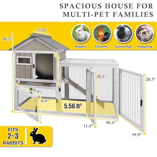 94''L Rabbit Hutch Outdoor Chicken Coop with Run (94"L x 23.6"W x 36"H)