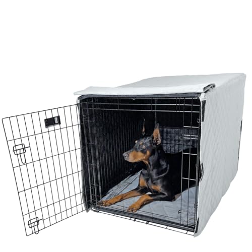 Quilted Dog Crate Cover (Grey / 36")