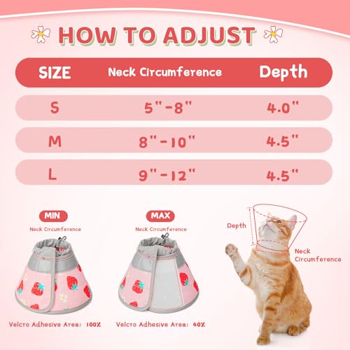 Cat Cone Collar Soft to Stop Licking (Pink / L)