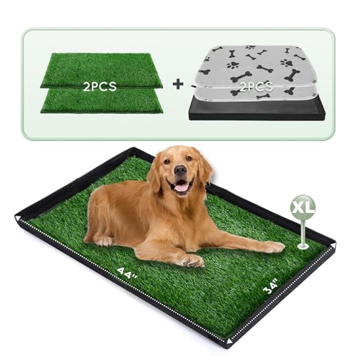Grass Pee Pads for Dogs Potty with Foldable Dog Litter Box (X-Large for Dog＜ 38" Length)