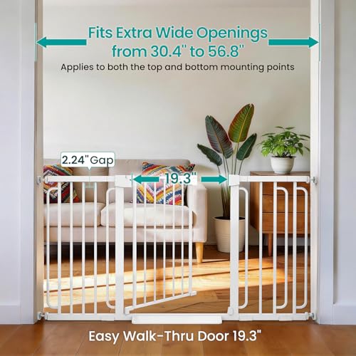 30.4 56.8" Extra Wide Baby Gate (White / 30.4"-56.8" W x 30.5" H)