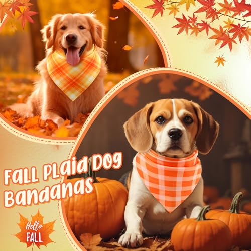 100 Pcs Fall Plaid Dog Bandanas Bulk (Fall / 25.6 x 17.7 x 17.7 Inch)