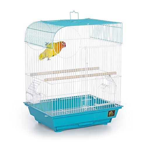 South Beach Flat Top Bird Cage Minimal Assembly (Teal / 10.6"L x 0.5"W x 18.0"H)
