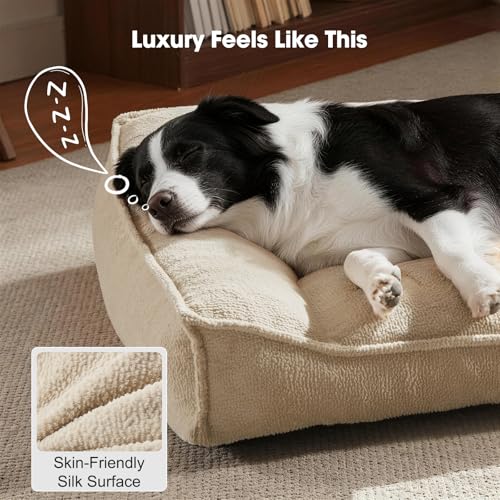 Orthopedic Dog Bed Medium Size Dog (Beige / 35"L x 25"W x 8"Th)