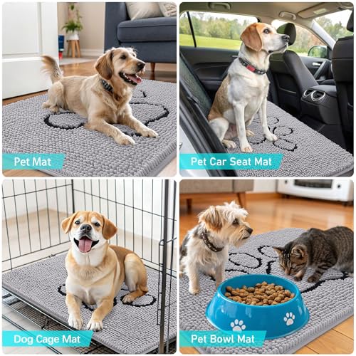 Dog Door Mat for Muddy Paws 48x30 (Light Grey / 48" X 30")