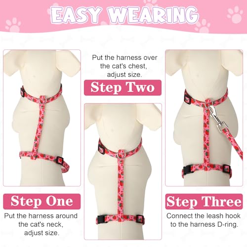 2 Pack Cat Harness and Leash Escape Proof Adjustable Cat Harness with Leash (Pink,Green)