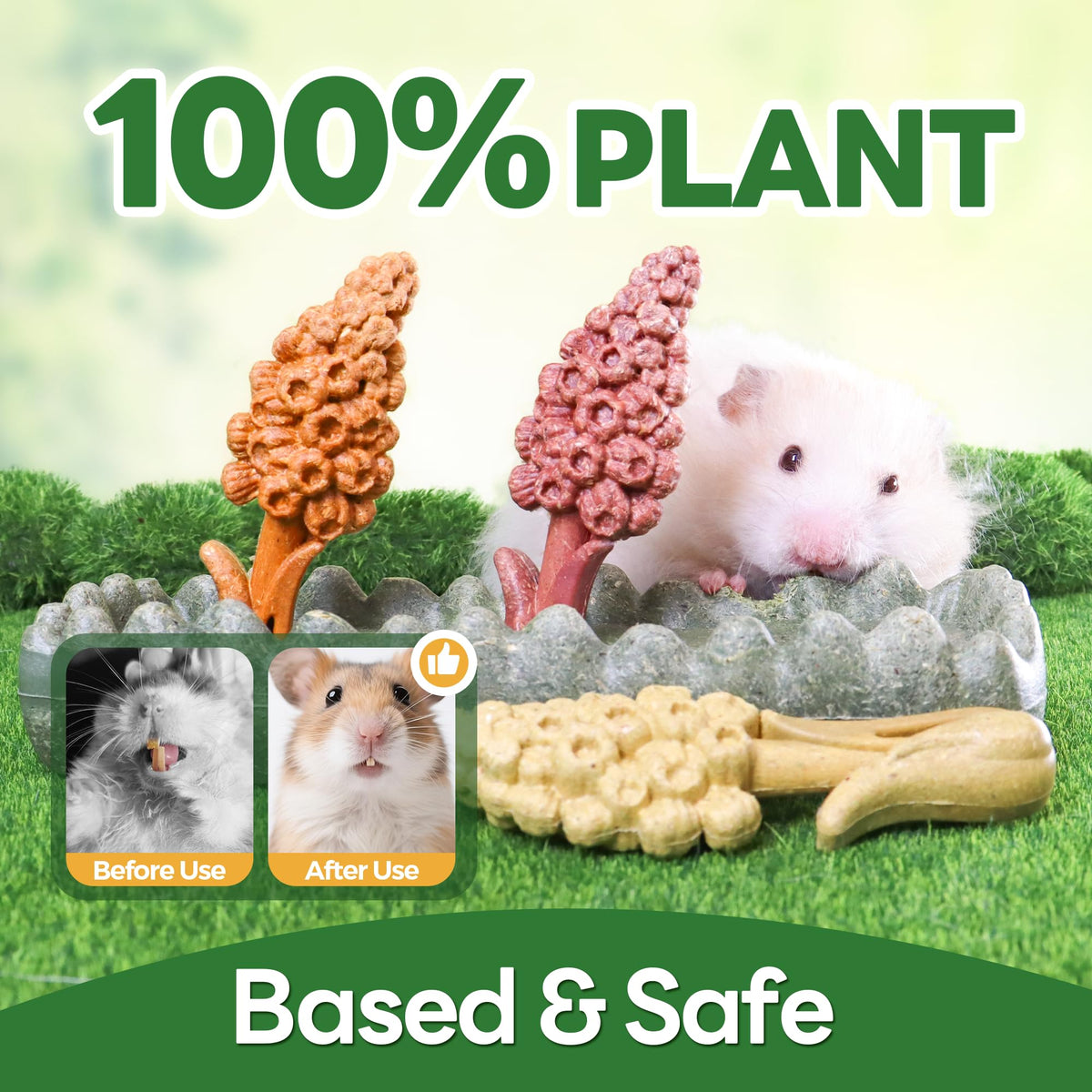 4PCS Guinea Pig Chew Toys (4PCS-Grass Patch & Hyacinth)