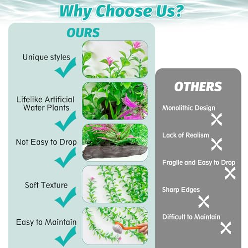 Aquarium Plastic Plants Aquarium Decor Artificial Fish Tank Plants (C*2 Pcs / 20.4 in)