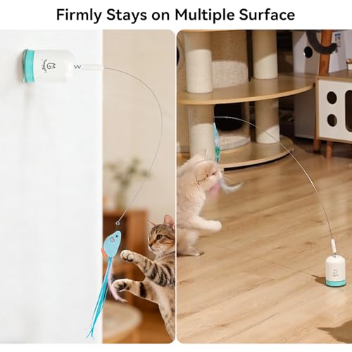 Interactive Automatic Cat Teaser Wand Toy with Strong Suction Cup (White)