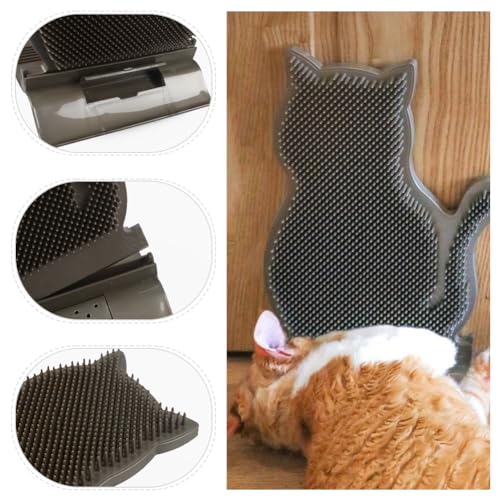 Cat Self Grooming Comb Brush with Catnip Wall Corner Groomer Brush Cats Face Scratchers for Indoor Dogs Fur pets (COFFEE)