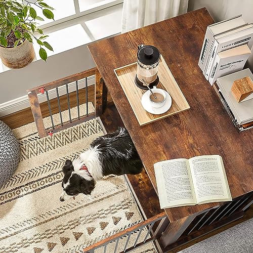 Large Dog Crate Furniture with 2 Drawers (Dark Brown)