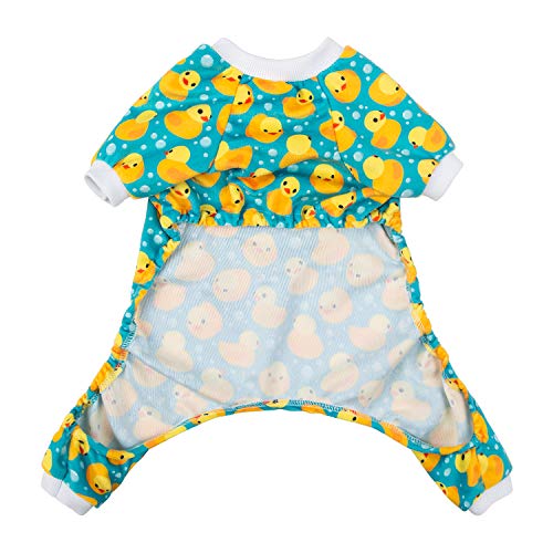 Dog Halloween Pajamas Puppy Onesies Small Dogs Soft Pjs Coat Cat Apparel Comfy Pet Christmas Clothes Outfit Doggie Bodysuit (Large / A07-Yellow Ducks)