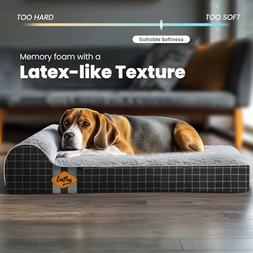 Orthopedic Dog Bed (40.0"L x 25.0"W x 5.5"Th / Black Grid Grey)