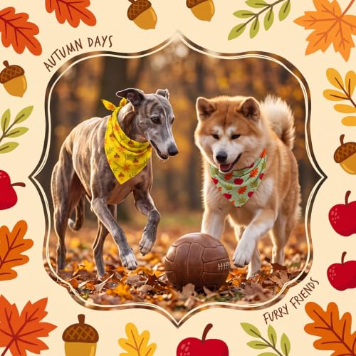 50 Pcs Fall Dog Bandanas Bulk Autumn Pumpkin Maple Leaves Pattern (31.5 x 21.7 x 21.7 Inch / Fall)