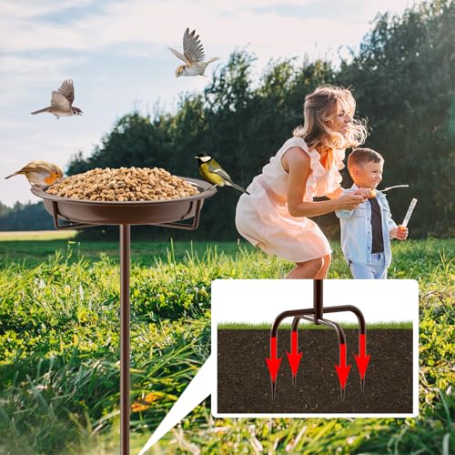 Metal Bird Bath for Outside (Brown)