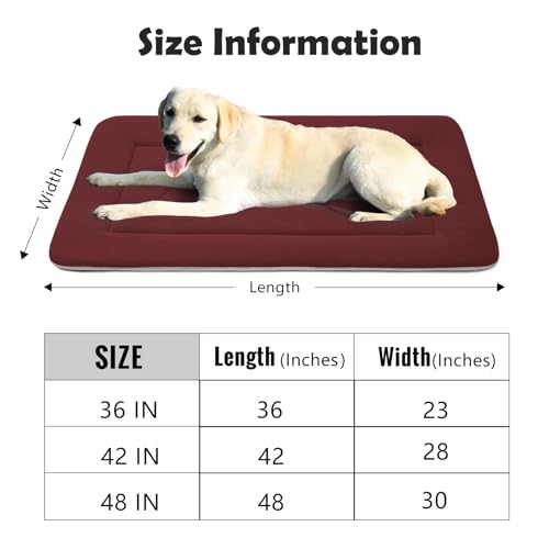 Medium Dog Bed Crate Mat 36 in Non (36.0"L x 23.0"W x 1.2"Th / Dark Red)