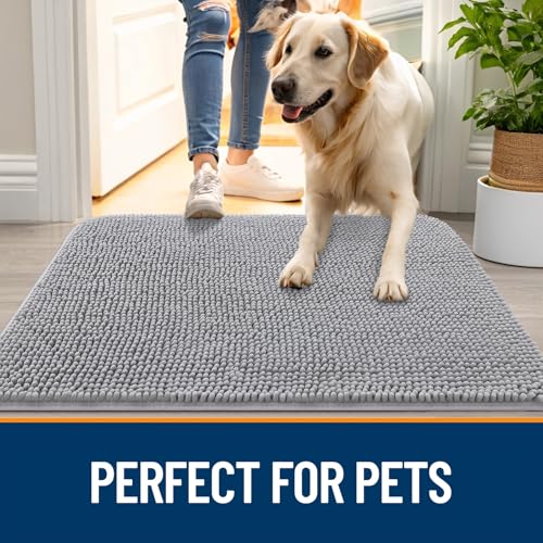 Dog Door Mat for Muddy Paws 40x32 (Light Grey / 40" X 32")