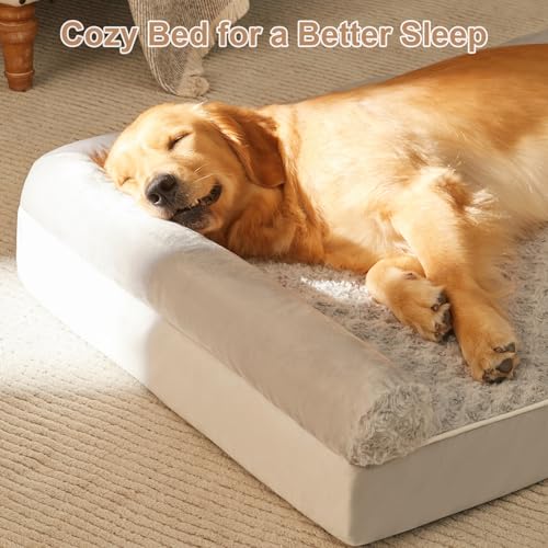 Orthopedic Washable Large Dog Bed for Senior Dog Comfy Sleep (28"l x 23"w x 6.5"th / Light Grey)