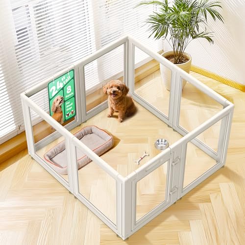 AuraSpace Clear Acrylic Indoor Dog Playpen (White / 24"H)