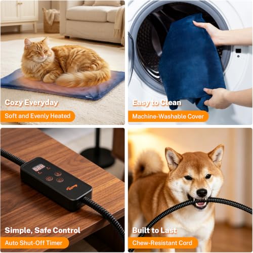 Pet Heating Pad for Cats & Dogs (Blue / 28.0"L x 20.0"W x 0.6"Th)