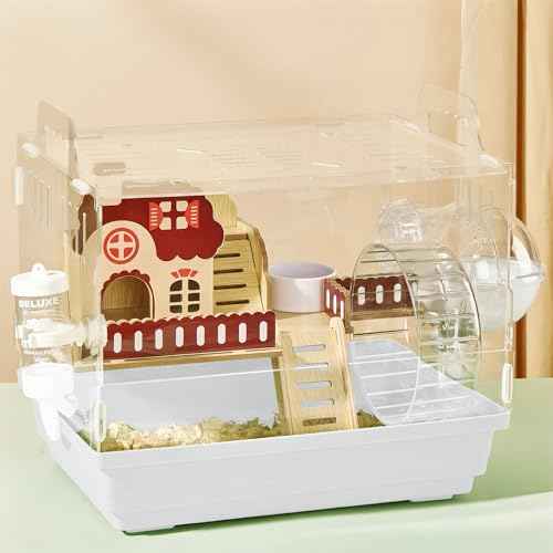 8 in 1 Clear Acrylic Hamster Cage with All Accessories (13.4"L x 10.2"W x 12.6"H / White)
