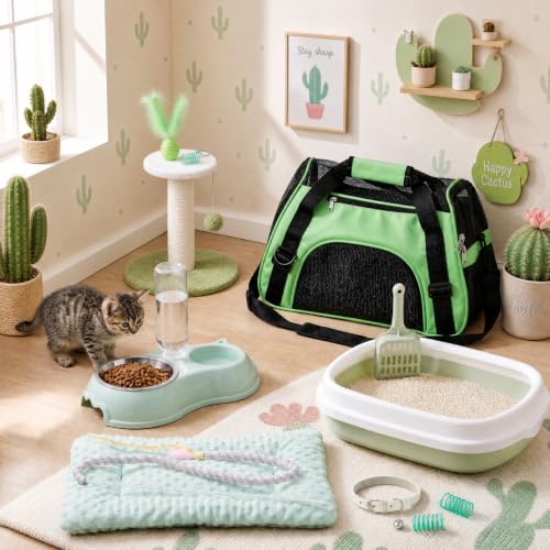10 Pcs Kitten Starter Kit for Indoor (Classic / Medium / Green White)