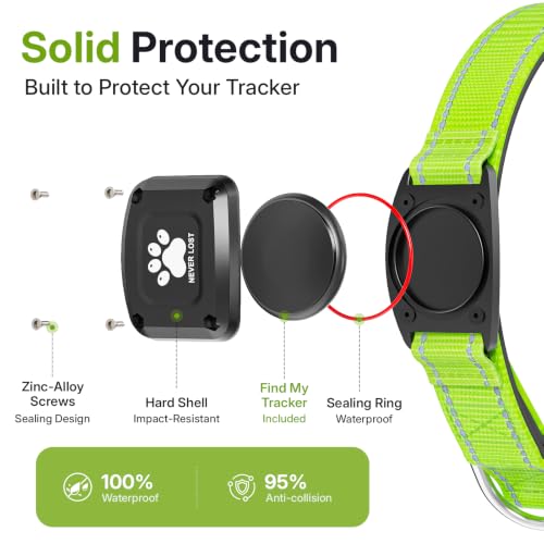 GPS Dog Collar with Tracker (Green / M(14.5''-19.5''))