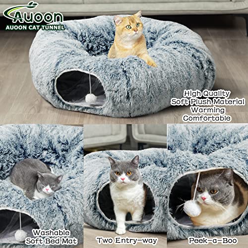 Plush Cat Tunnel Bed for Indoor Cats (Gray)