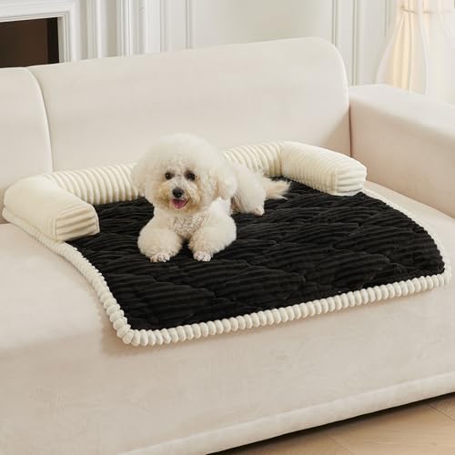 Dog Couch Bed for Small Dogs (Black / Small(27.56"L X 25.59"W X 5.5"Th))