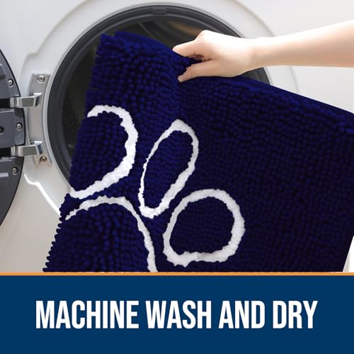 Dog Door Mat for Muddy Paws 34x21 (Navy Blue / 34" X 21")