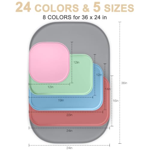 Waterproof Silicone Pet Food Mat with Raised Edge for Dog & Cat (Erythrinus / 22"L x 14"W)