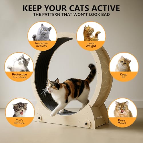 Portable Cat Running Wheel for Indoor Cats 44" Large XL 12" Wide