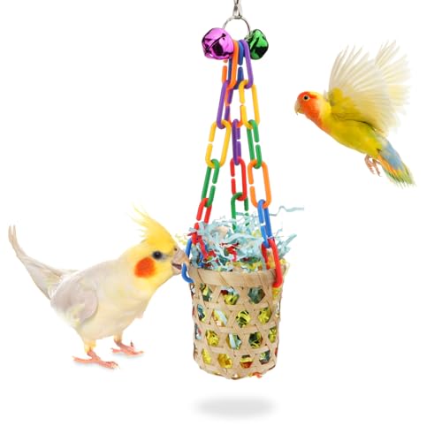 Bird Toys Colorful Shredding Crinkles Foraging Toys Natural Sola Ball for Parrots Cockatiels Conures Parakeets Budgies Senegal