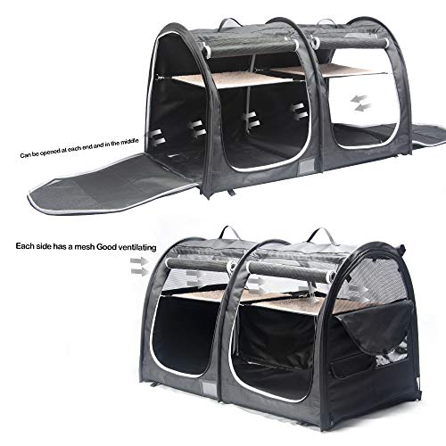 Mispace Portable Twin Compartment Show House Cat Cage Condo (Black)