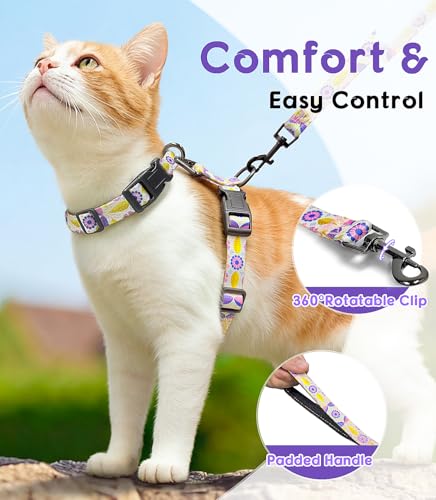 Cat Harness and Leash Set (Pastel Floral / Small (4-10 lb))
